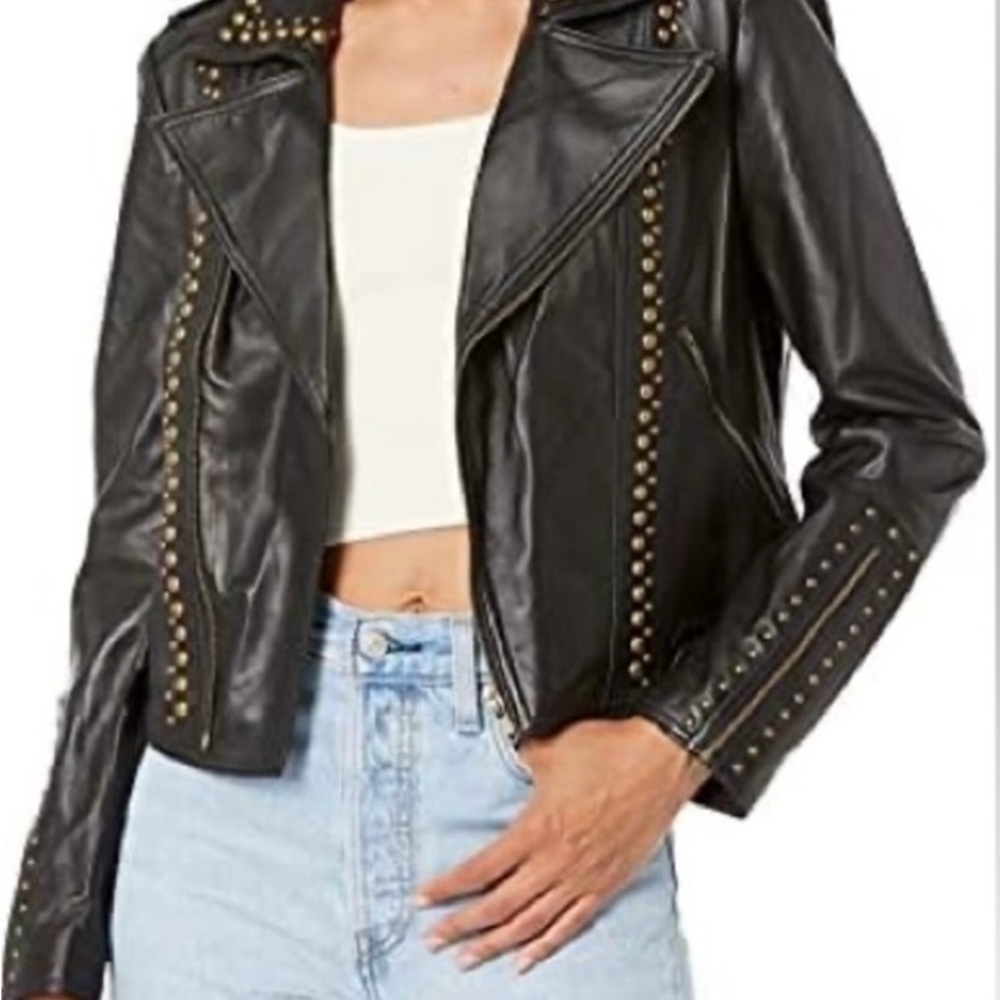 Ramy Brook Black Studded Leather Jacket